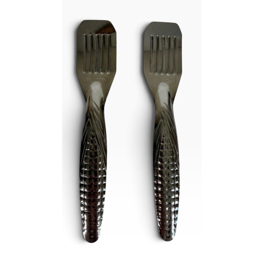 Vintage Japanese Corn Butterer Stainless Steel Set of 2 5.5in